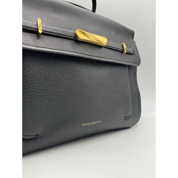 Donna Karan NY Oceanside leather women's large satchel bag -Black(No long strap) - Picture 10 of 12